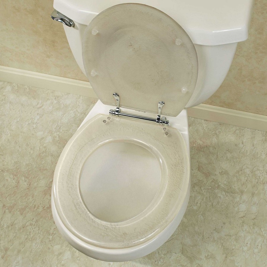 Bath Touch of Class | Silver Scrolls Pearl White Decorative Toilet Seat From Trimmer