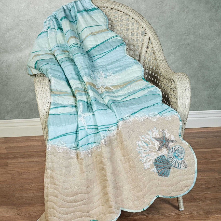 Bedding Touch of Class | Seaview Ii Oversized Reversible Coastal Throw Blanket