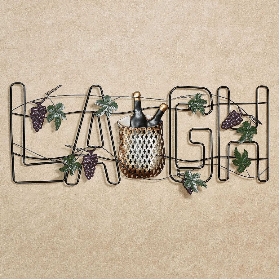 Kitchen Touch of Class | Celebrate And Laugh Wine And Grapes Metal Wall Art