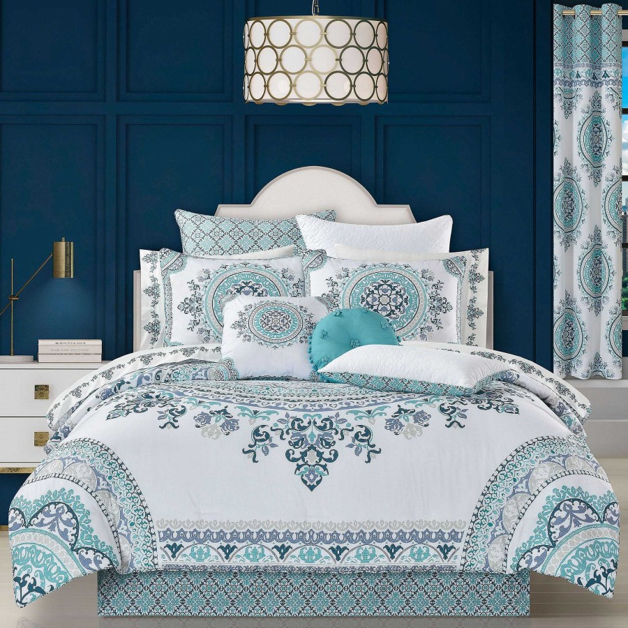 Bedding Touch of Class | Afton Teal Bohemian Medallion Comforter Bedding From Royal Court