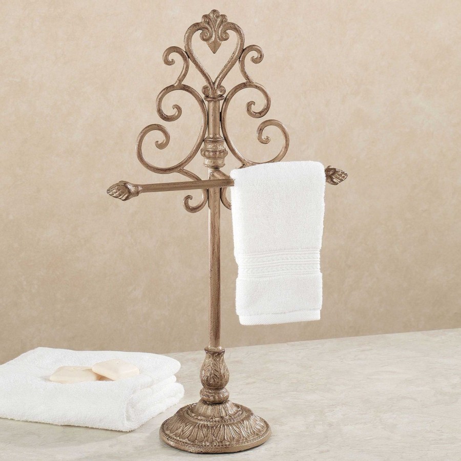 Bath Touch of Class | Aldabella Satin Gold Towel Stand Jewelry Holder