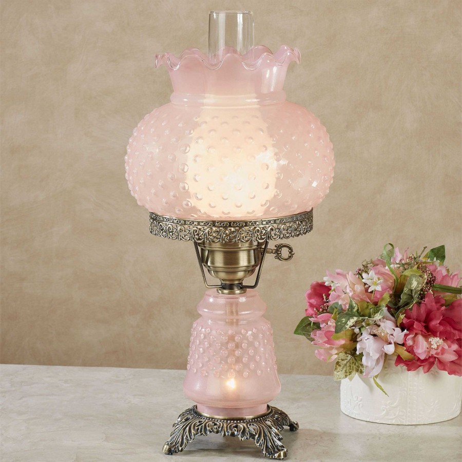 Home Accents Touch of Class | Mindy Pink Hobnail Glass Hurricane Table Lamp