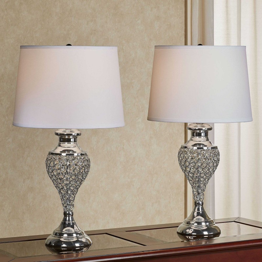 Home Accents Touch of Class | Katherine Crystal Bead Polished Chrome Metal Table Lamp Pair