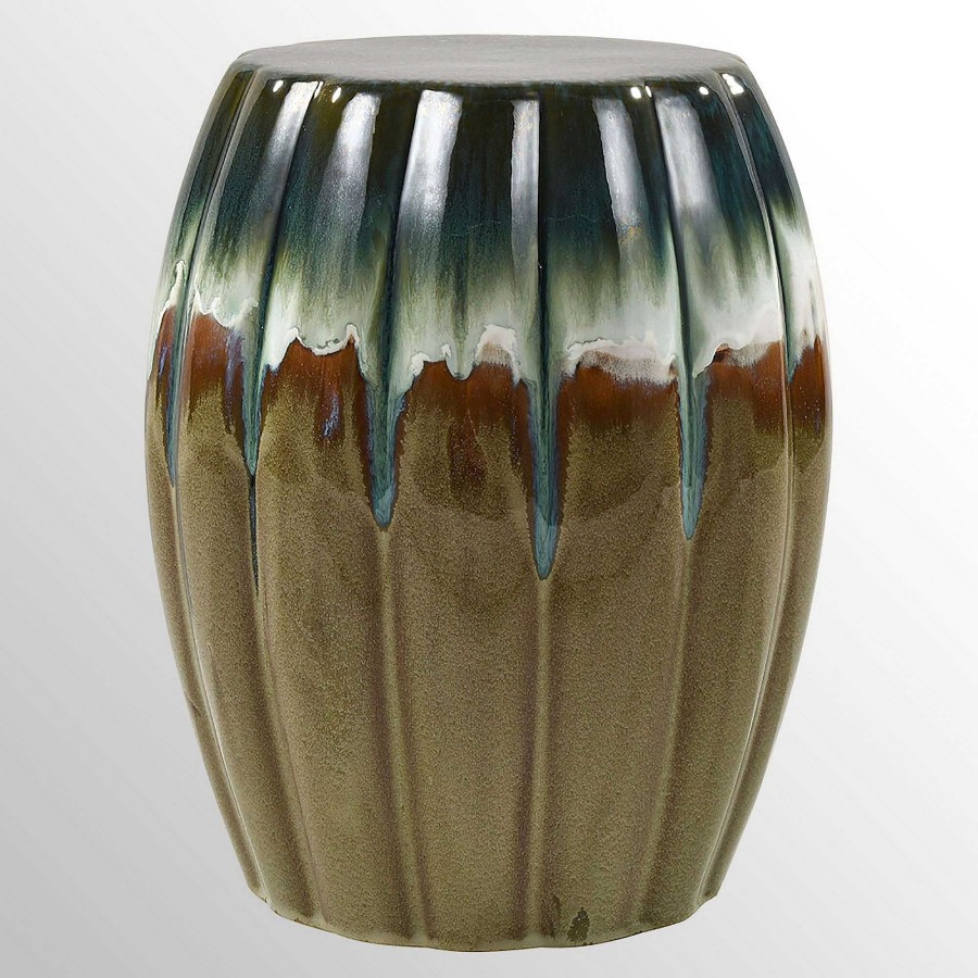 Furniture Touch of Class | Roker Indoor Outdoor Glazed Ceramic Accent Stool