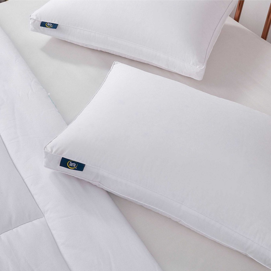 Bedding Touch of Class | 650 Fill Power Serta White Down And Feather Medium Firm Sleep Pillow