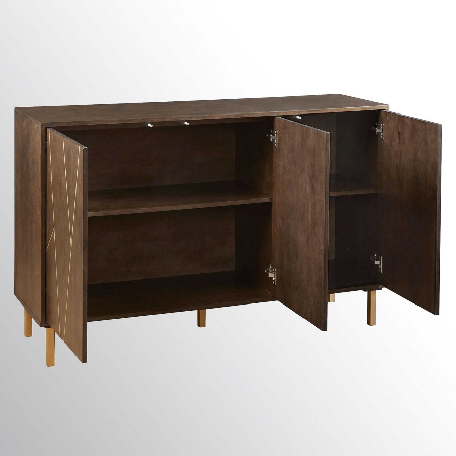 Furniture Touch of Class | Sadler 55 Inch Wide Modern Minimalist Style Wooden Storage Cabinet