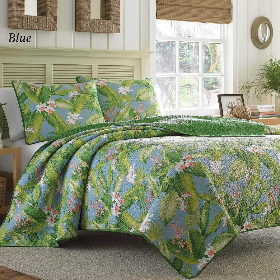 Bedding Touch of Class | Aregada Dock Tropical Palm Leaf Mini Quilt Set Bedding By Tommy Bahama