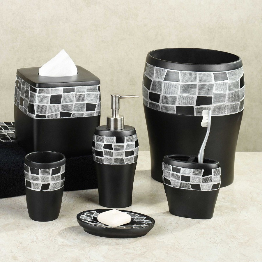 Bath Touch of Class | Black Mosaic Stone Resin Bath Accessories