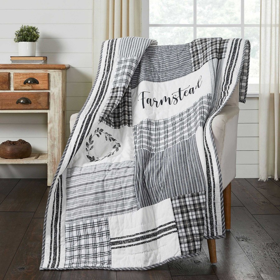 Bedding Touch of Class | Sawyer Mill Black Farmhouse Style Patchwork Throw Blanket By April & Olive