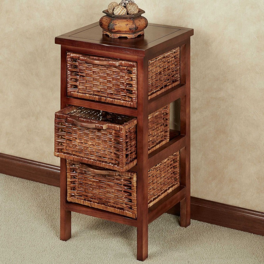 Furniture Touch of Class | Madura Wooden And Rattan Three Or Four Drawer Storage Cabinet