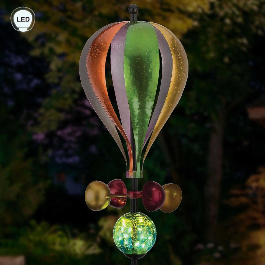 Home Accents Touch of Class | Willow Hot Air Balloon Solar Led Lighted Outdoor Garden Wind Spinner