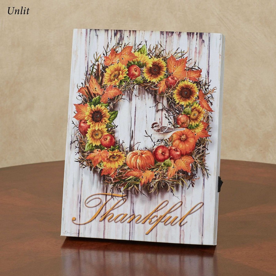 Home Accents Touch of Class | Dona Gelsinger Thankful Fiber Optic Lighted Fall Autumn Tabletop Canvas