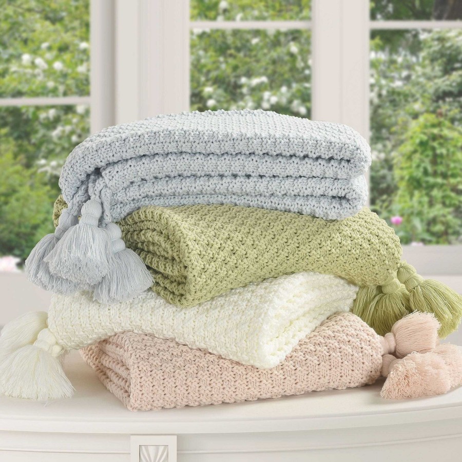 Bedding Touch of Class | Millie Tasseled Acrylic Knit Throw Blanket By Piper & Wright