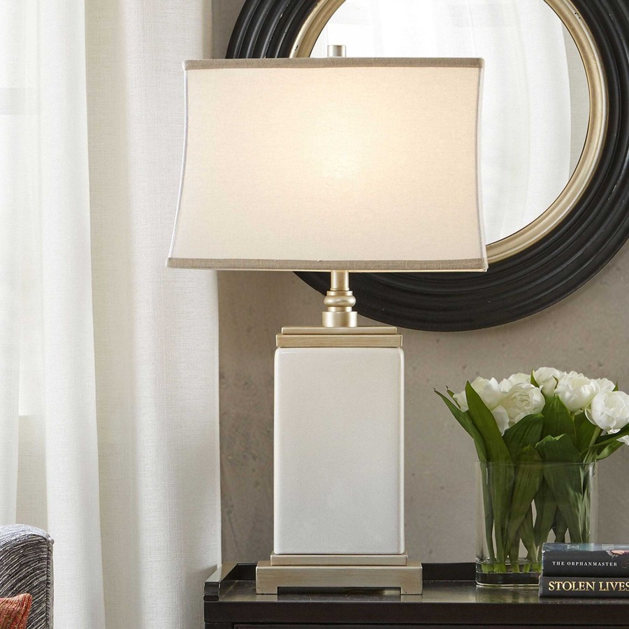 Home Accents Touch of Class | Colette Antique Silver Metal And Ivory Ceramic Table Lamp