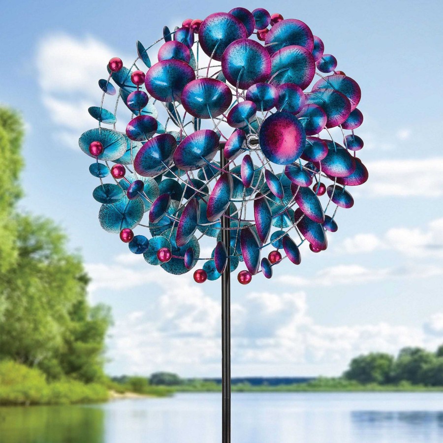 Home Accents Touch of Class | Globe Blue And Fuchsia Outdoor Garden Wind Spinner